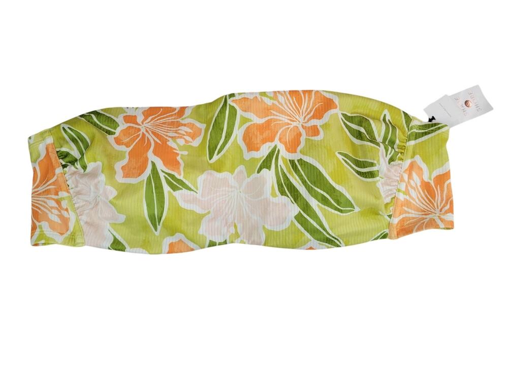 Shade & Shore Bandeau Bikini Top Size 20 Lime Floral Strapless NWT